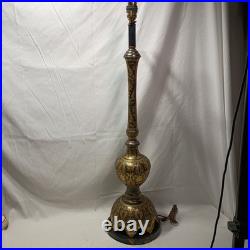 Vintage Lambert Mfg. Co. Etched Brass Table Lamp Paisley Floral 35 Tall Detroit