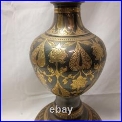 Vintage Lambert Mfg. Co. Etched Brass Table Lamp Paisley Floral 35 Tall Detroit
