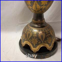 Vintage Lambert Mfg. Co. Etched Brass Table Lamp Paisley Floral 35 Tall Detroit