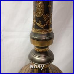 Vintage Lambert Mfg. Co. Etched Brass Table Lamp Paisley Floral 35 Tall Detroit