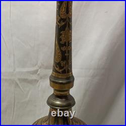 Vintage Lambert Mfg. Co. Etched Brass Table Lamp Paisley Floral 35 Tall Detroit