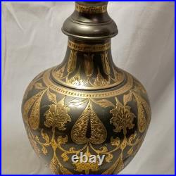 Vintage Lambert Mfg. Co. Etched Brass Table Lamp Paisley Floral 35 Tall Detroit