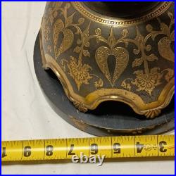 Vintage Lambert Mfg. Co. Etched Brass Table Lamp Paisley Floral 35 Tall Detroit