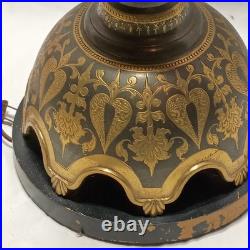 Vintage Lambert Mfg. Co. Etched Brass Table Lamp Paisley Floral 35 Tall Detroit