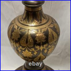 Vintage Lambert Mfg. Co. Etched Brass Table Lamp Paisley Floral 35 Tall Detroit