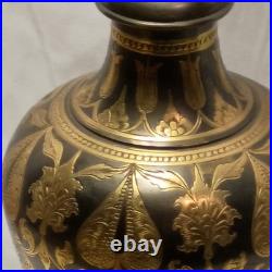 Vintage Lambert Mfg. Co. Etched Brass Table Lamp Paisley Floral 35 Tall Detroit
