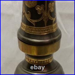 Vintage Lambert Mfg. Co. Etched Brass Table Lamp Paisley Floral 35 Tall Detroit