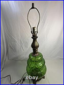 Vintage Lamp, Green Glass. Hollywood Table Lamp Needs To Be Rewired. Mid-century