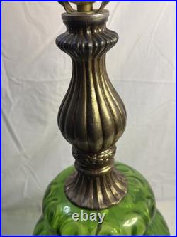 Vintage Lamp, Green Glass. Hollywood Table Lamp Needs To Be Rewired. Mid-century