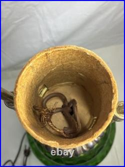 Vintage Lamp, Green Glass. Hollywood Table Lamp Needs To Be Rewired. Mid-century