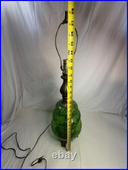 Vintage Lamp, Green Glass. Hollywood Table Lamp Needs To Be Rewired. Mid-century