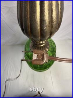 Vintage Lamp, Green Glass. Hollywood Table Lamp Needs To Be Rewired. Mid-century