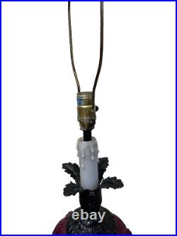 Vintage Lamp Mid Century Modern Red Glass Table with Night Light 1960's Metal