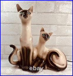 Vintage Lane & Co Ceramic Siamese cat Table TV Lamp 1958 MCM