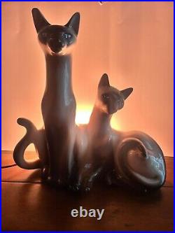 Vintage Lane & Co Ceramic Siamese cat Table TV Lamp 1958 MCM