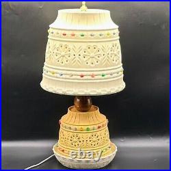 Vintage Large Lawnware Table Lamp with Underplate & Night Light Base