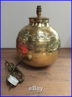 Vintage Large Round Brass Table Lamp 12 W X 14 Tall