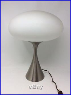 Vintage Laurel Lamp MFG Co Mushroom Shade Mid Century Modern Brushed Stainless