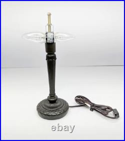 Vintage Leaded Art Glass Table Lamp Autumn Leaves Berries 17 Tall 12 Shade