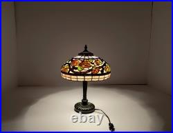 Vintage Leaded Art Glass Table Lamp Autumn Leaves Berries 17 Tall 12 Shade Vintage Leaded Art Glass Table Lamp Autumn Leaves Berries 17 Tall 12 Shade