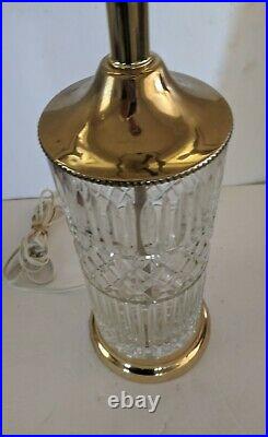 Vintage Leaded Cut Crystal & Brass Table Lamp