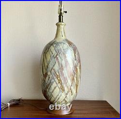 Vintage Lee Rosen Design-Technics Earthtone Drip Glaze Pottery Lamp MCM 1950s