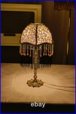 Vintage Leopard Print Table Lamp/Handmade Personalized Tassel Table Lamp/Small B