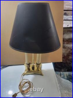 Vintage Leviton Brass Bouillotte Table Lamp Original MCM Hollywood Regency