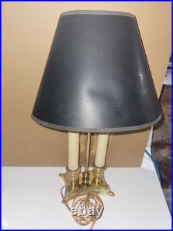 Vintage Leviton Brass Bouillotte Table Lamp Original MCM Hollywood Regency