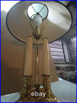 Vintage Leviton Brass Bouillotte Table Lamp Original MCM Hollywood Regency