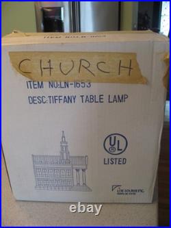 Vintage Lite Source Tiffany Stained Glass Church Table Lamp Decoration