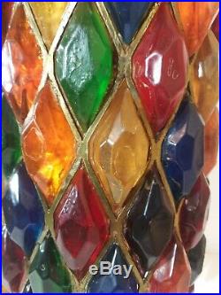 Vintage Lucite Table Lamp Chunky Diamonds Multi Color 60s 70s Retro