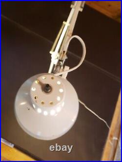 Vintage Luxo Telescoping Floor Table Lamp White Chrome MCM Adjustable Tripod