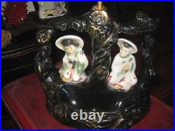 Vintage MCM 1950's Silvestri Bros Oriental Asian Lamp Royal&Lola Venetian Shade