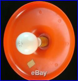 Vintage MCM 60s/70s Atomic Space Age Orange-White Plastic Mushroom Table Lamp