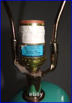 Vintage MCM Art Deco Revival Empire Table Lamp Hallmark Lighting Teal Turquoise