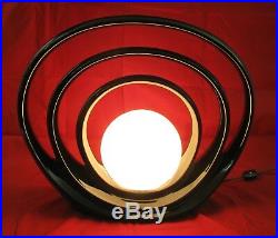 Vintage MCM Black Glazed Ceramic Table Lamp HARRIS China Modern Art Deco Light