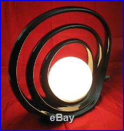 Vintage MCM Black Glazed Ceramic Table Lamp HARRIS China Modern Art Deco Light