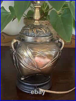 Vintage MCM Brass Bronze Bamboo Chinoiserie Table Lamp Free shipping