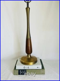 Vintage MCM Brass and Wood Lamp