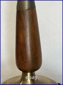 Vintage MCM Brass and Wood Lamp