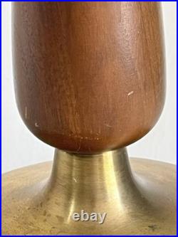 Vintage MCM Brass and Wood Lamp