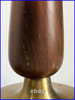 Vintage MCM Brass and Wood Lamp