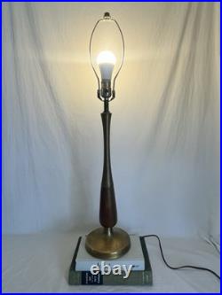 Vintage MCM Brass and Wood Lamp