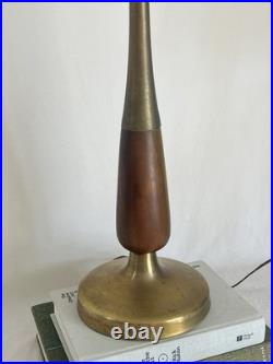Vintage MCM Brass and Wood Lamp