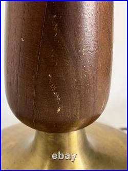 Vintage MCM Brass and Wood Lamp