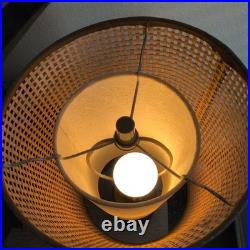 Vintage MCM Bruce Industries Walnut Table Lamp Woven Cane Shade Gruvwood