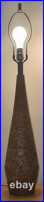Vintage MCM Cork Walnut Wood Table Lamp Mid Century Modern Lighting 60s