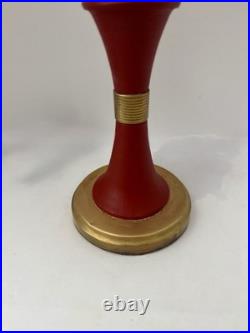 Vintage MCM Danish / Atomic Mod Style Red Metal Brass Table Lamp Orig Drum Shade Vintage MCM Danish / Atomic Mod Style Red Metal Brass Table Lamp Orig Drum Shade
