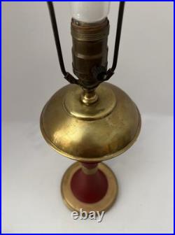 Vintage MCM Danish / Atomic Mod Style Red Metal Brass Table Lamp Orig Drum Shade Vintage MCM Danish / Atomic Mod Style Red Metal Brass Table Lamp Orig Drum Shade